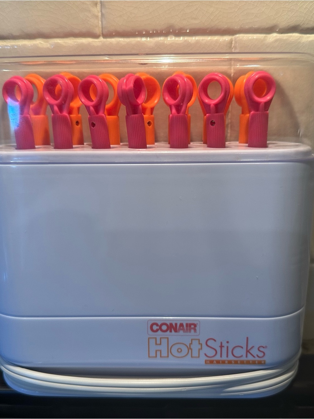 Conair Hot Sticks Pink & Orange Hair Rollers Set Vintage